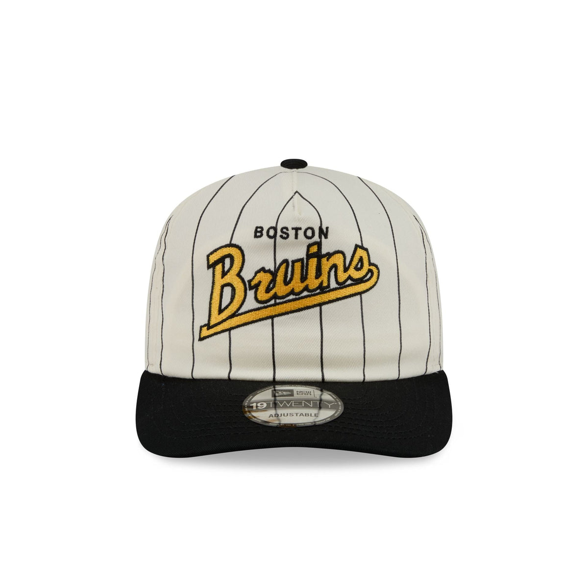 Boston Bruins Chrome White Pinstripe 19TWENTY Snapback Hat