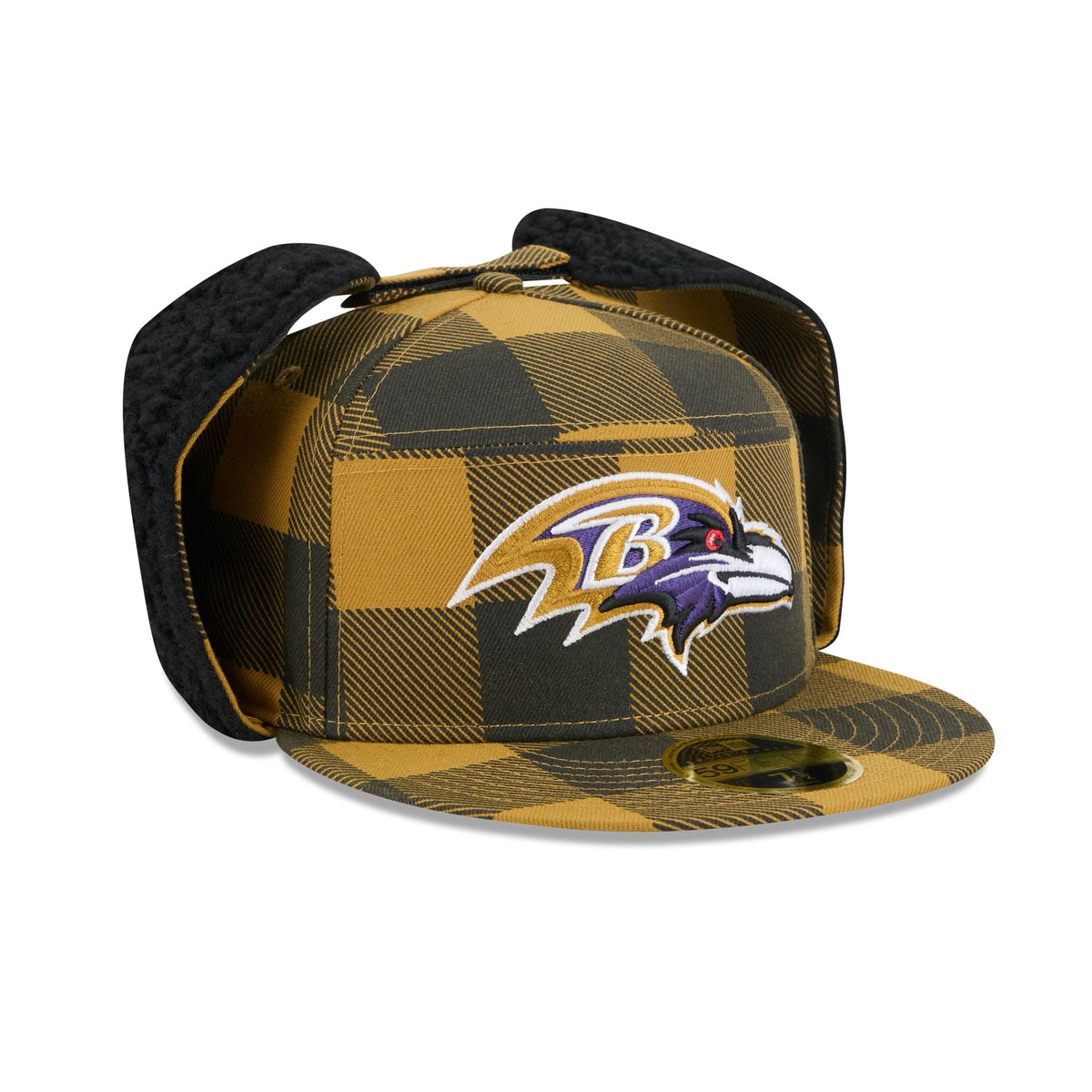 Baltimore Ravens Plaid Split Panel Dog Ear 59FIFTY Fitted Hat