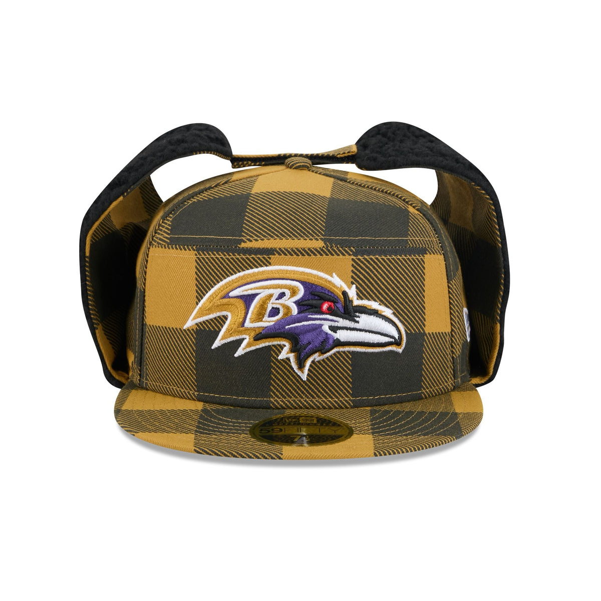 Baltimore Ravens Plaid Split Panel Dog Ear 59FIFTY Fitted Hat