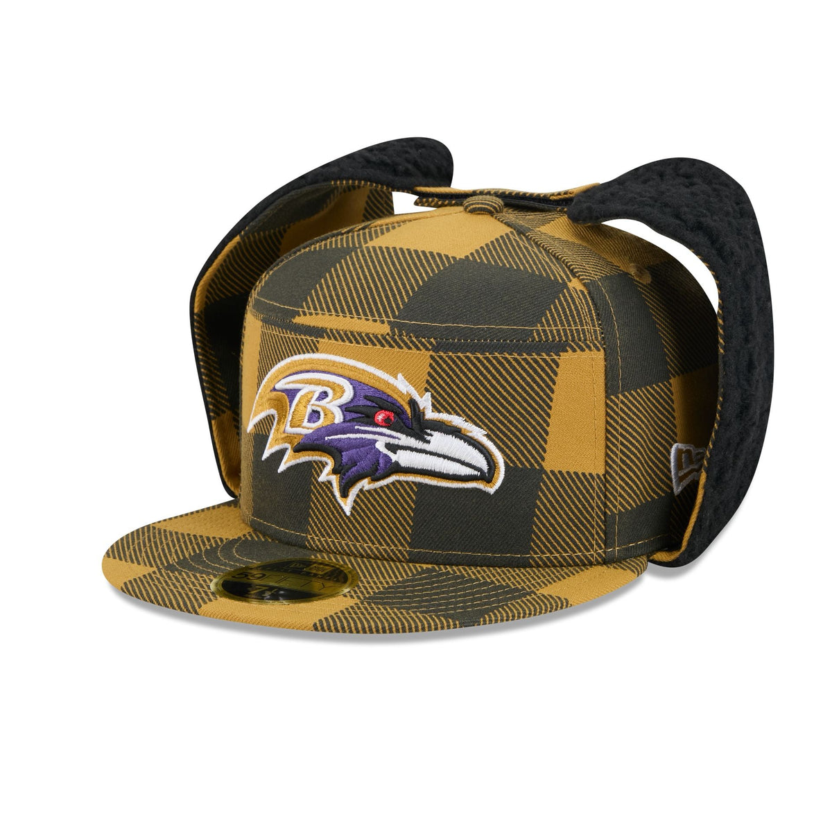 Baltimore Ravens Plaid Split Panel Dog Ear 59FIFTY Fitted Hat