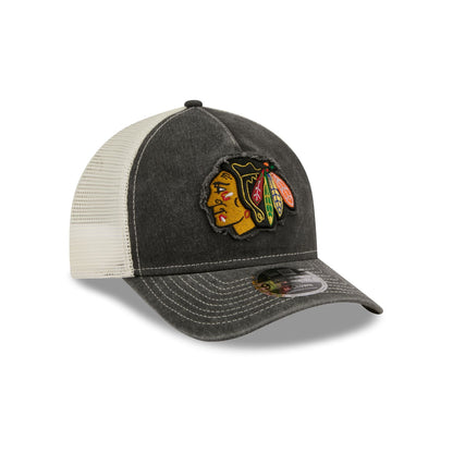 Chicago Blackhawks Frayed Logo 9FORTY M-Crown A-Frame Trucker Hat