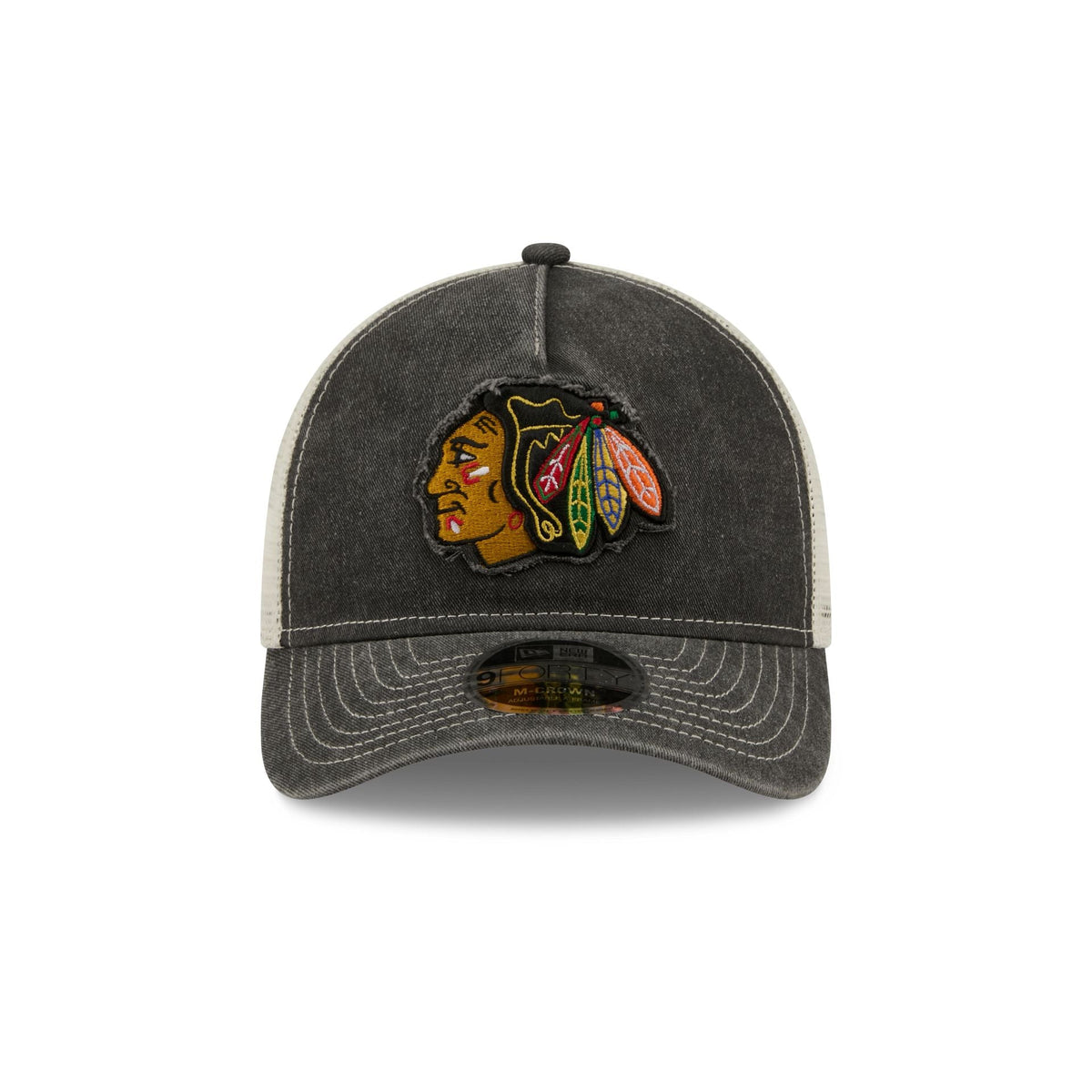 Chicago Blackhawks Frayed Logo 9FORTY M-Crown A-Frame Trucker Hat