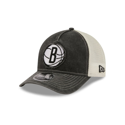 Brooklyn Nets Frayed Logo 9FORTY M-Crown A-Frame Trucker Hat