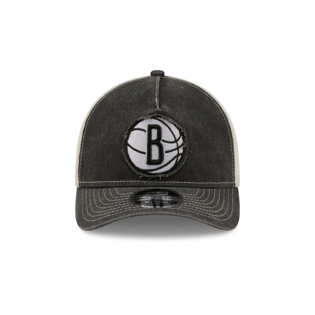 Brooklyn Nets Frayed Logo 9FORTY M-Crown A-Frame Trucker Hat