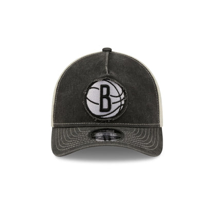 Brooklyn Nets Frayed Logo 9FORTY M-Crown A-Frame Trucker Hat