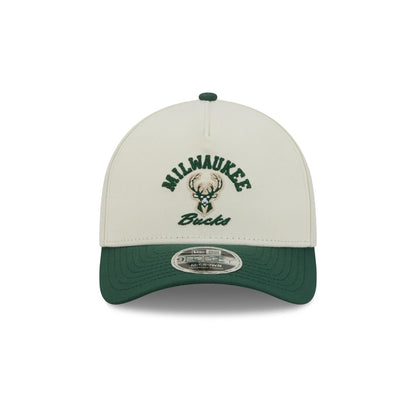 Milwaukee Bucks Arched Graphic Chrome White 9FORTY M-Crown A-Frame Snapback Hat
