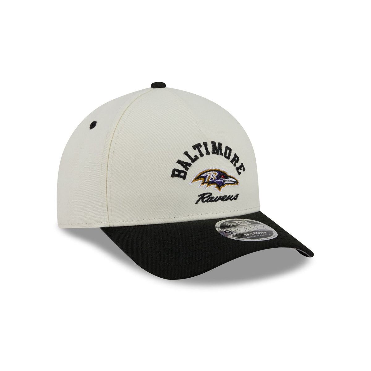 Baltimore Ravens Arched Graphic Chrome White 9FORTY M-Crown A-Frame Snapback Hat