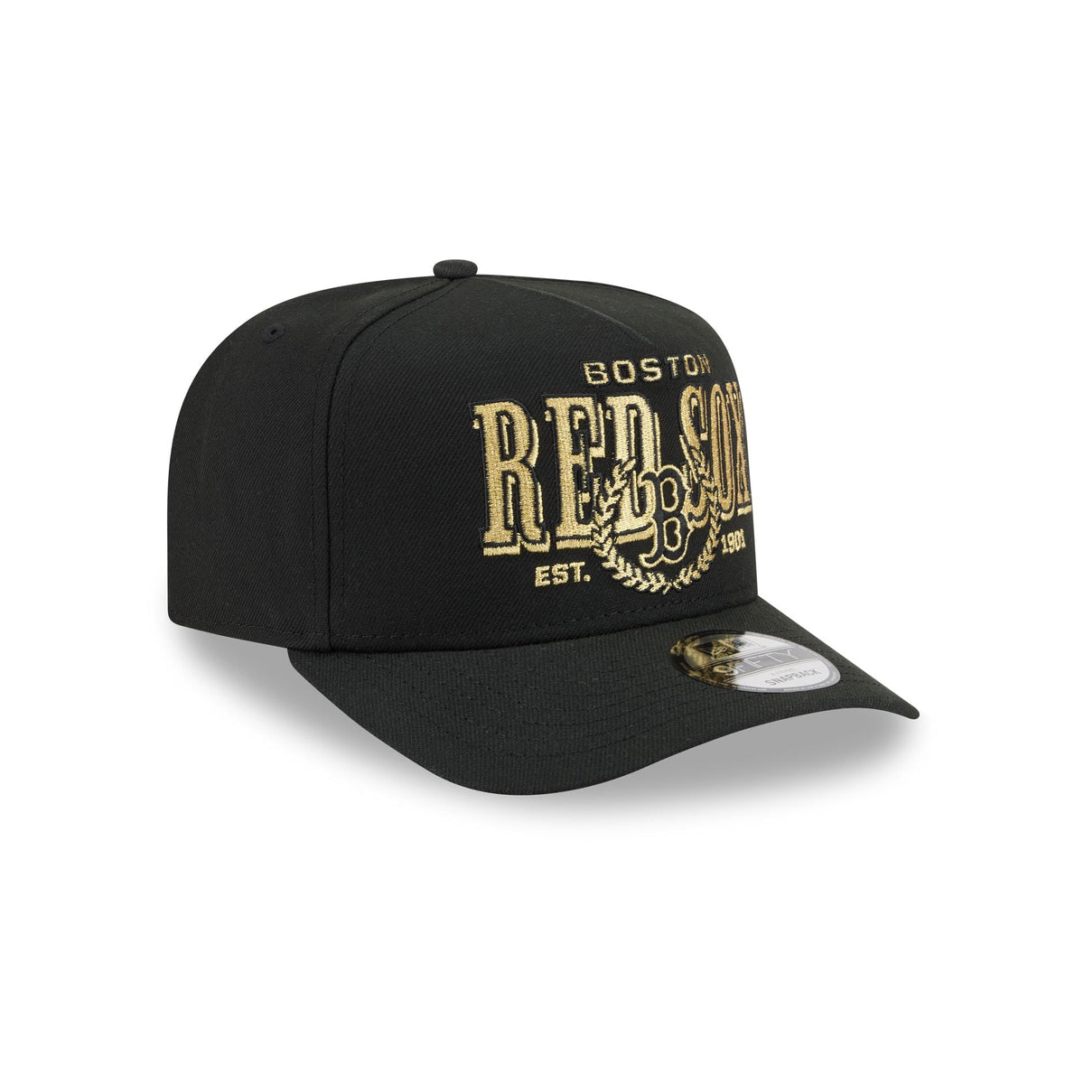 Boston Red Sox Gold Laurel Black 9FIFTY A-Frame Snapback Hat