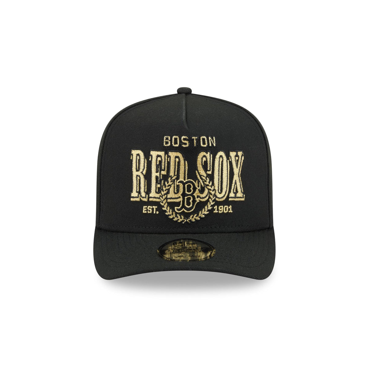 Boston Red Sox Gold Laurel Black 9FIFTY A-Frame Snapback Hat