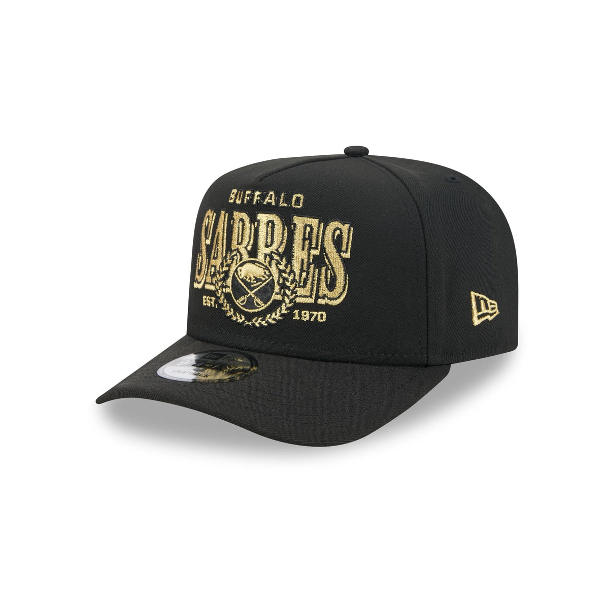 Buffalo Sabres Gold Laurel Black 9FIFTY A-Frame Snapback Hat