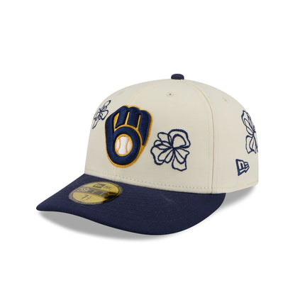 Milwaukee Brewers Floral Outline 59FIFTY Fitted Hat