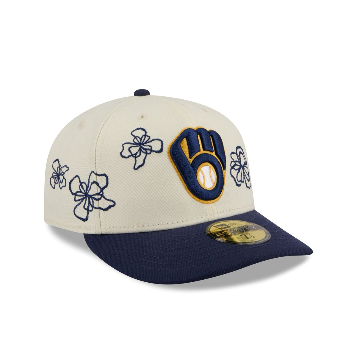 Milwaukee Brewers Floral Outline 59FIFTY Fitted Hat