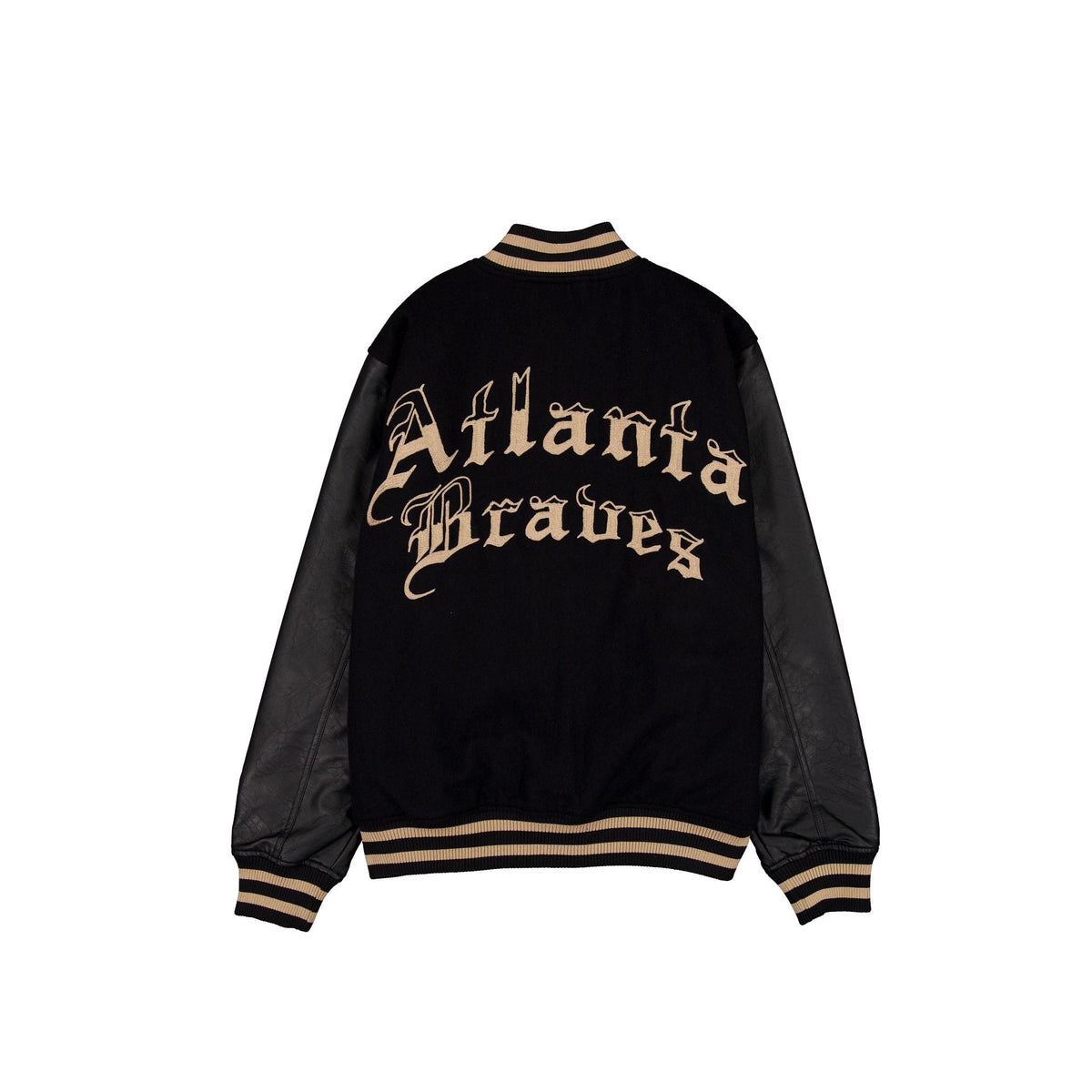 Atlanta Braves Gothic Lettering Black Wool Varsity Jacket