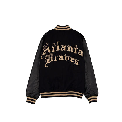 Atlanta Braves Gothic Lettering Black Wool Varsity Jacket