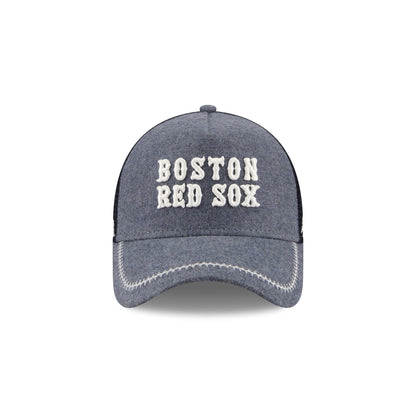 Boston Red Sox Navy Brushed Chambray 9FORTY A-Frame Trucker Hat