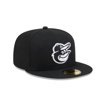 Baltimore Orioles Black and White Basic 59FIFTY Fitted Hat