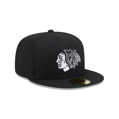 Chicago Blackhawks Black and White Basic 59FIFTY Fitted Hat