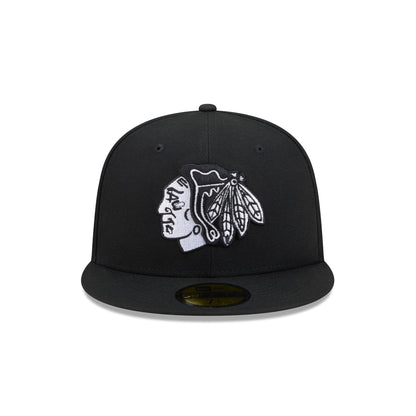 Chicago Blackhawks Black and White Basic 59FIFTY Fitted Hat