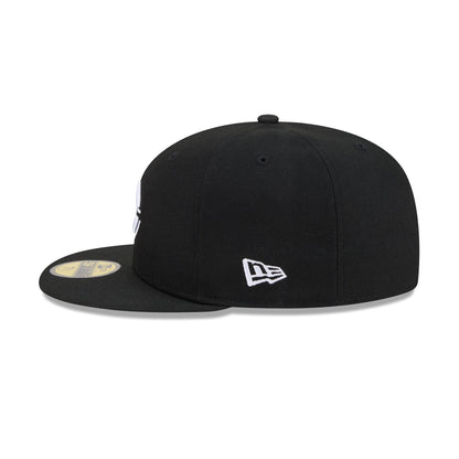 Cincinnati Reds Black and White Basic 59FIFTY Fitted Hat
