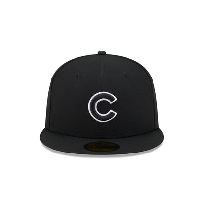 Chicago Cubs Black and White Basic 59FIFTY Fitted Hat