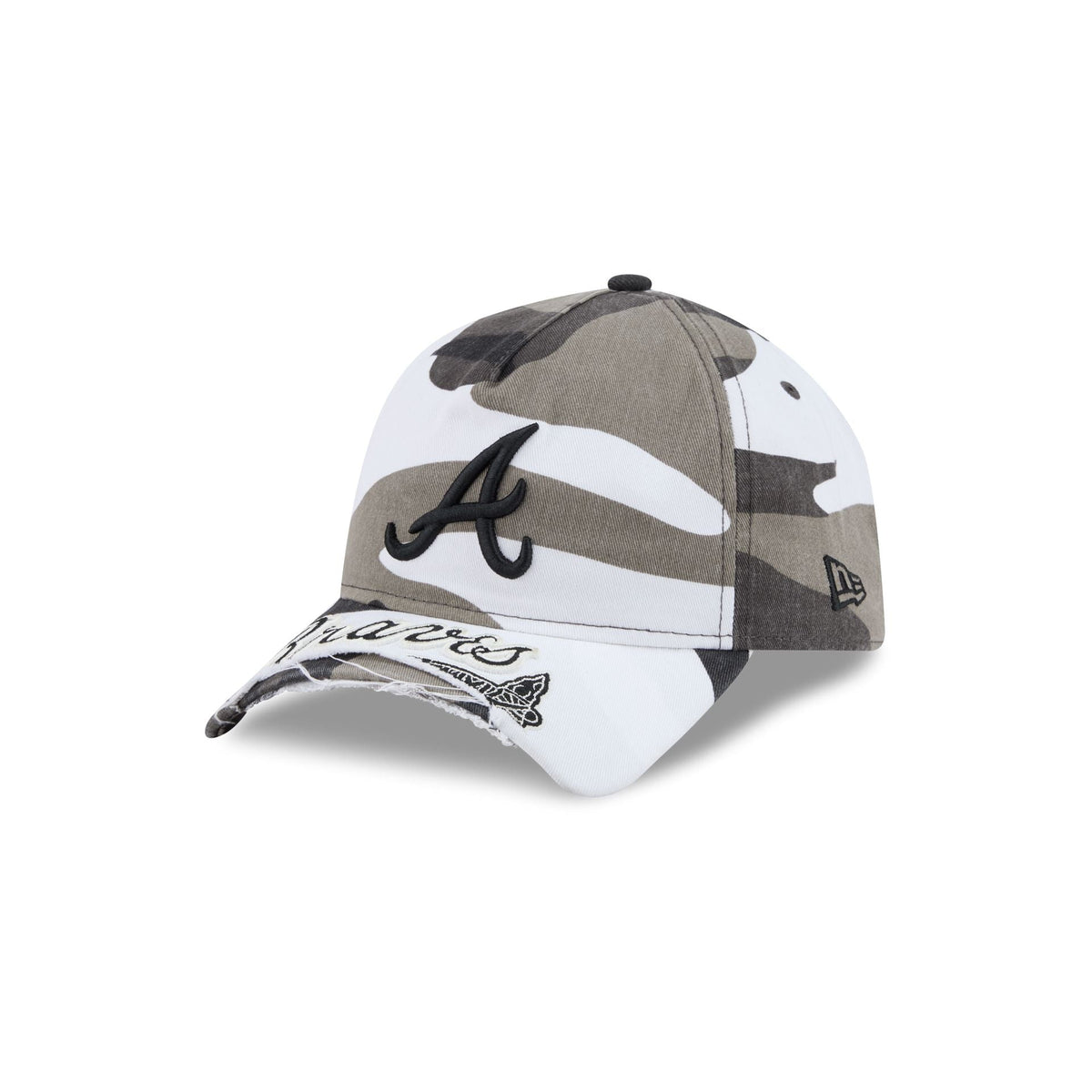 Atlanta Braves Washed Camo 9FORTY A-Frame Unstructured Cut-Off Visor Snapback Hat
