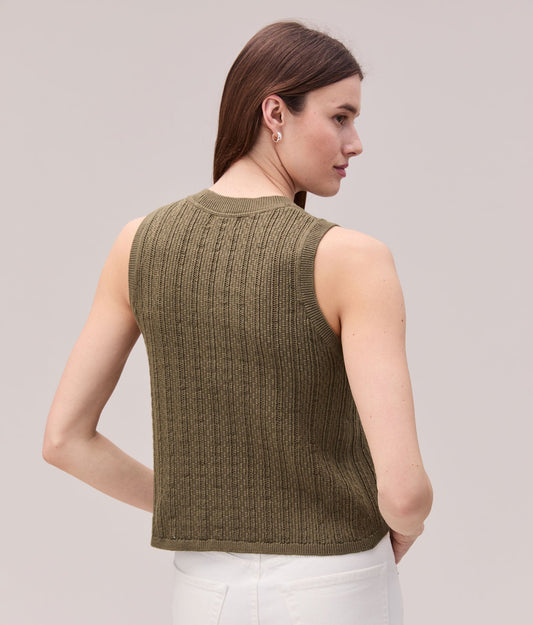 Womens Organic Cotton Knit Tank - Cotton Sweater Knit - Olive Grey