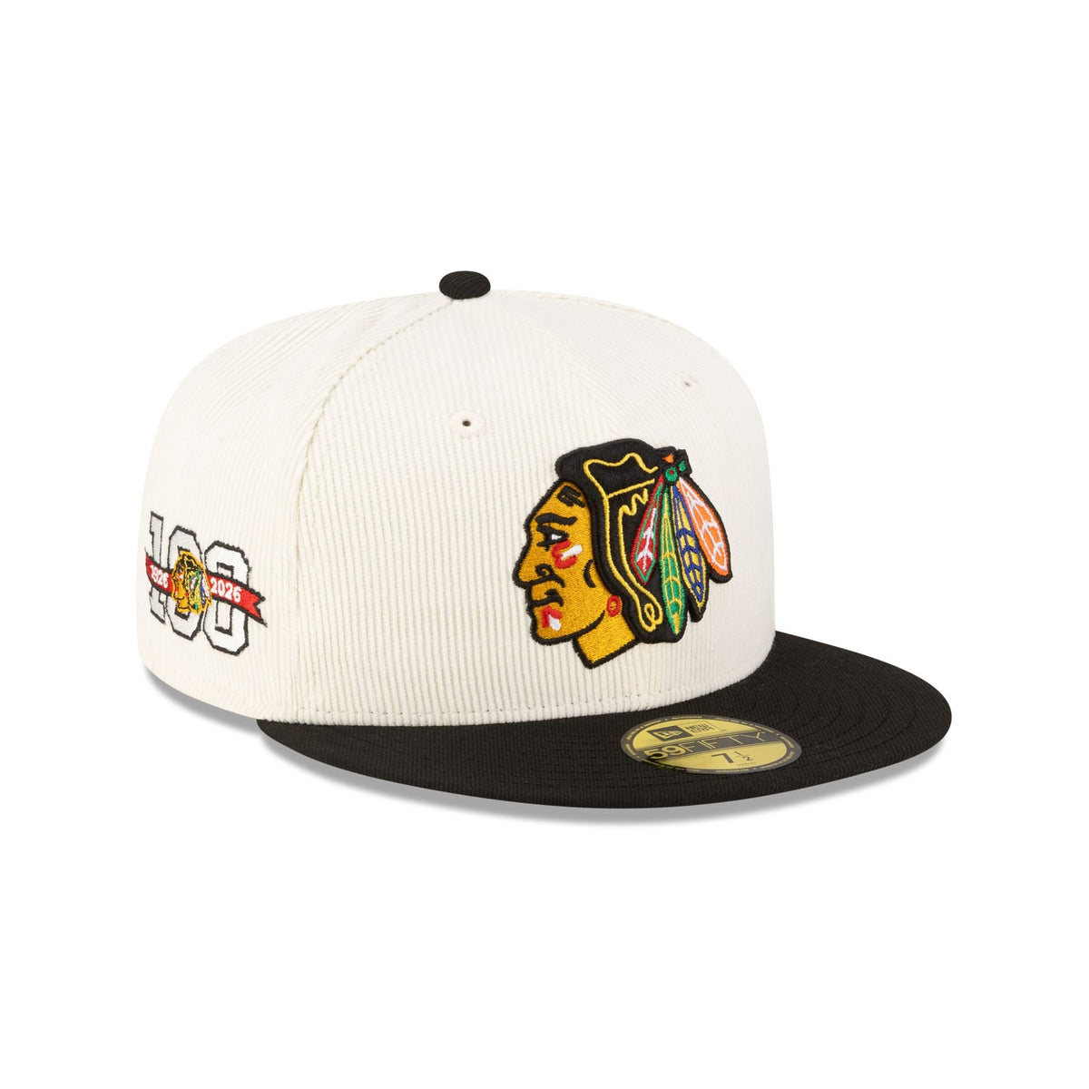 Chicago Blackhawks 100th Anniversary Chrome Corduroy 59FIFTY Fitted Hat