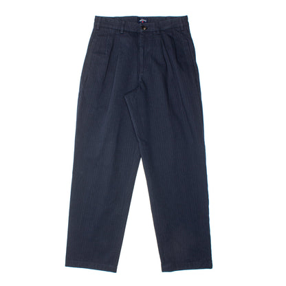 Classic Double-Pleat Herringbone Pants
