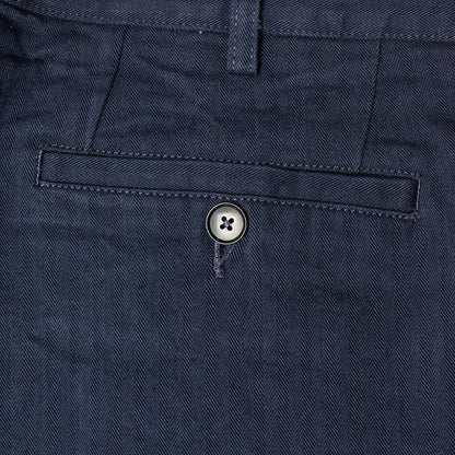 Classic Double-Pleat Herringbone Pants