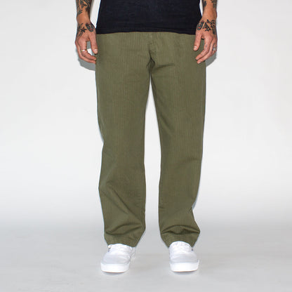 Classic Double-Pleat Herringbone Pants