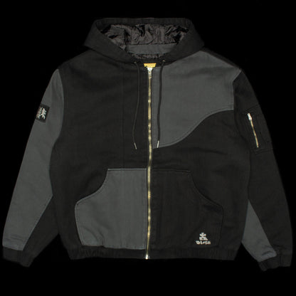 Panel Denim Hooded Bomber