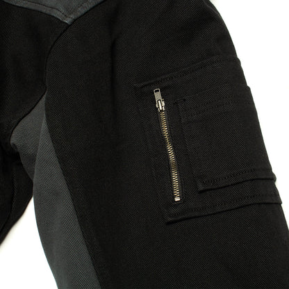 Panel Denim Hooded Bomber