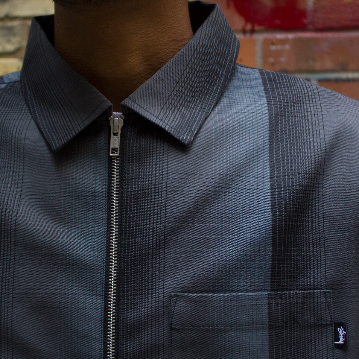 Shadow Plaid Zip Shirt