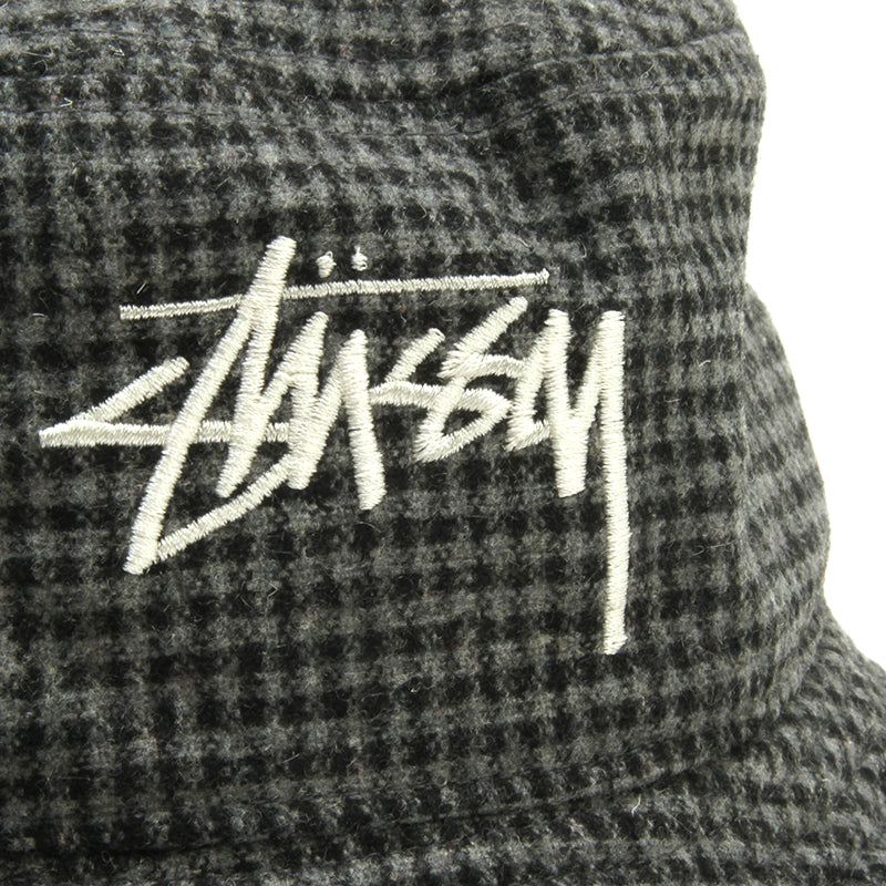 Wool Check Big Stock Bucket Hat