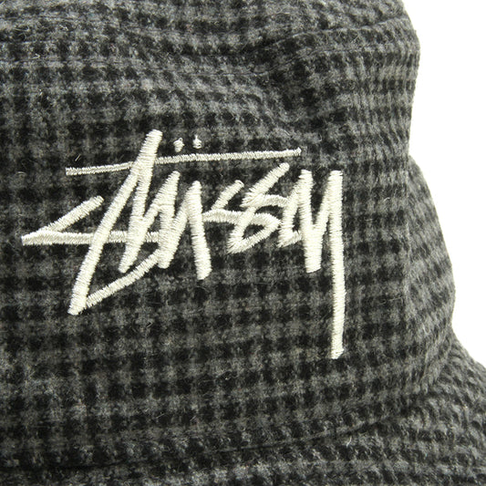 Wool Check Big Stock Bucket Hat