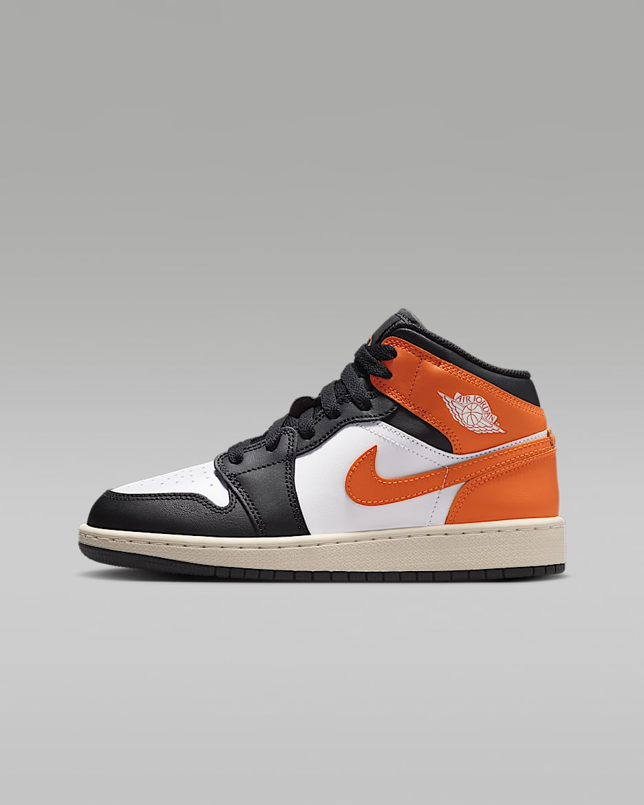 Nike Kids' Air Jordan 1 Mid Shoes - Starfish / White / Sail / Black