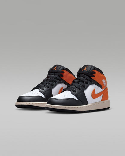 Nike Kids' Air Jordan 1 Mid Shoes - Starfish / White / Sail / Black