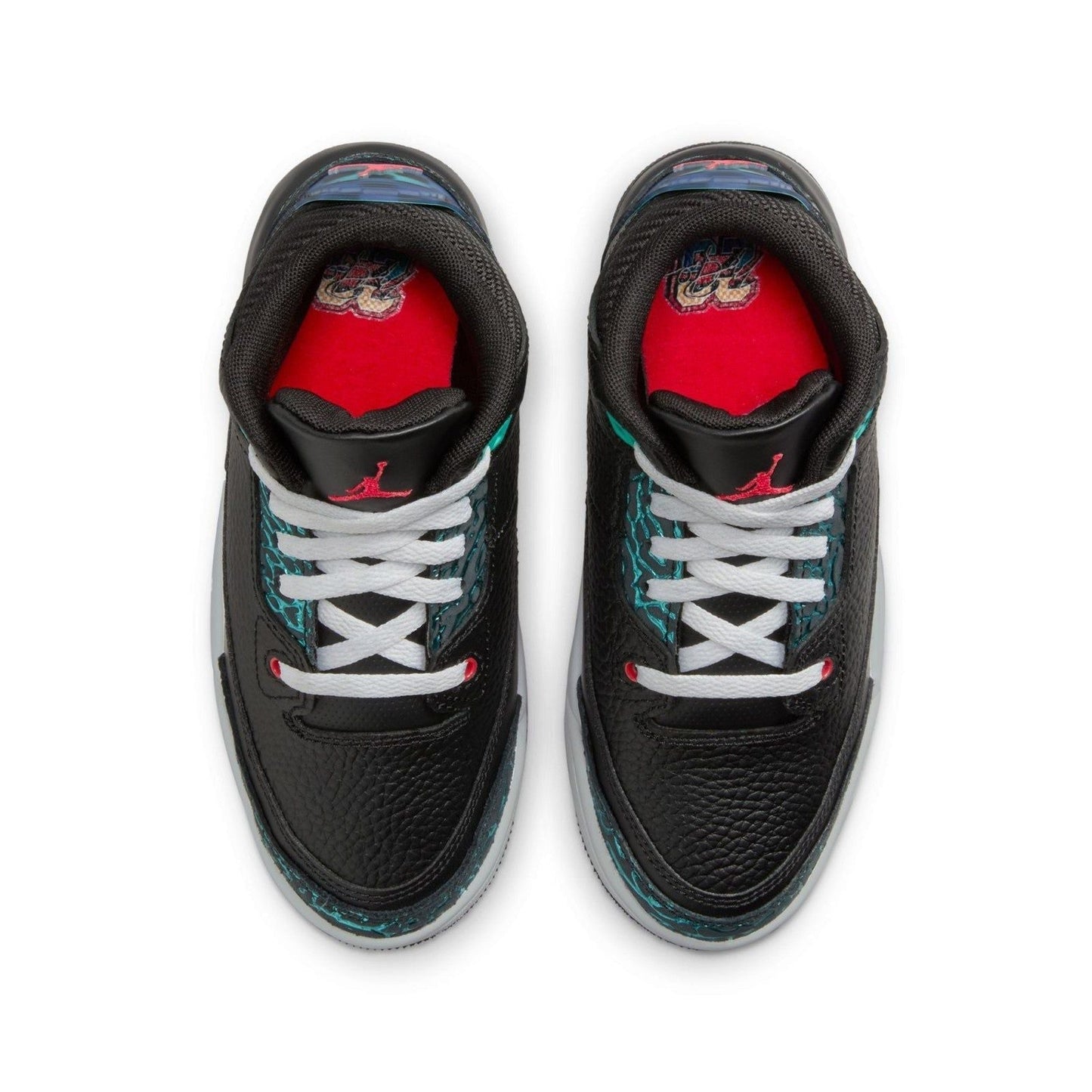 Nike Kids' Air Jordan 3 Retro PS Shoes - Black / Hyper Jade / Red / White
