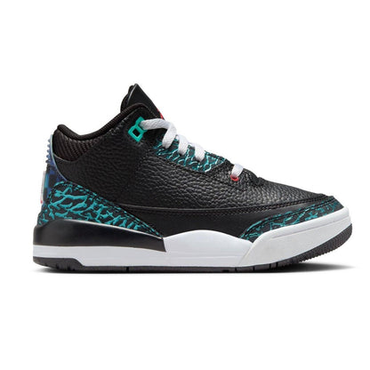 Nike Kids' Air Jordan 3 Retro PS Shoes - Black / Hyper Jade / Red / White