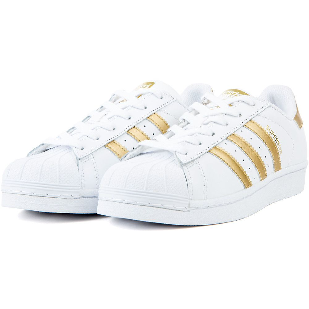 Adidas Kids' Superstar J Shoes - White / Gold Metallic