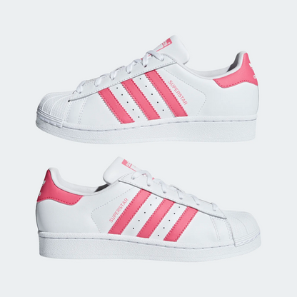 Adidas Kids' Superstar Shoes - Cloud White / Real Pink