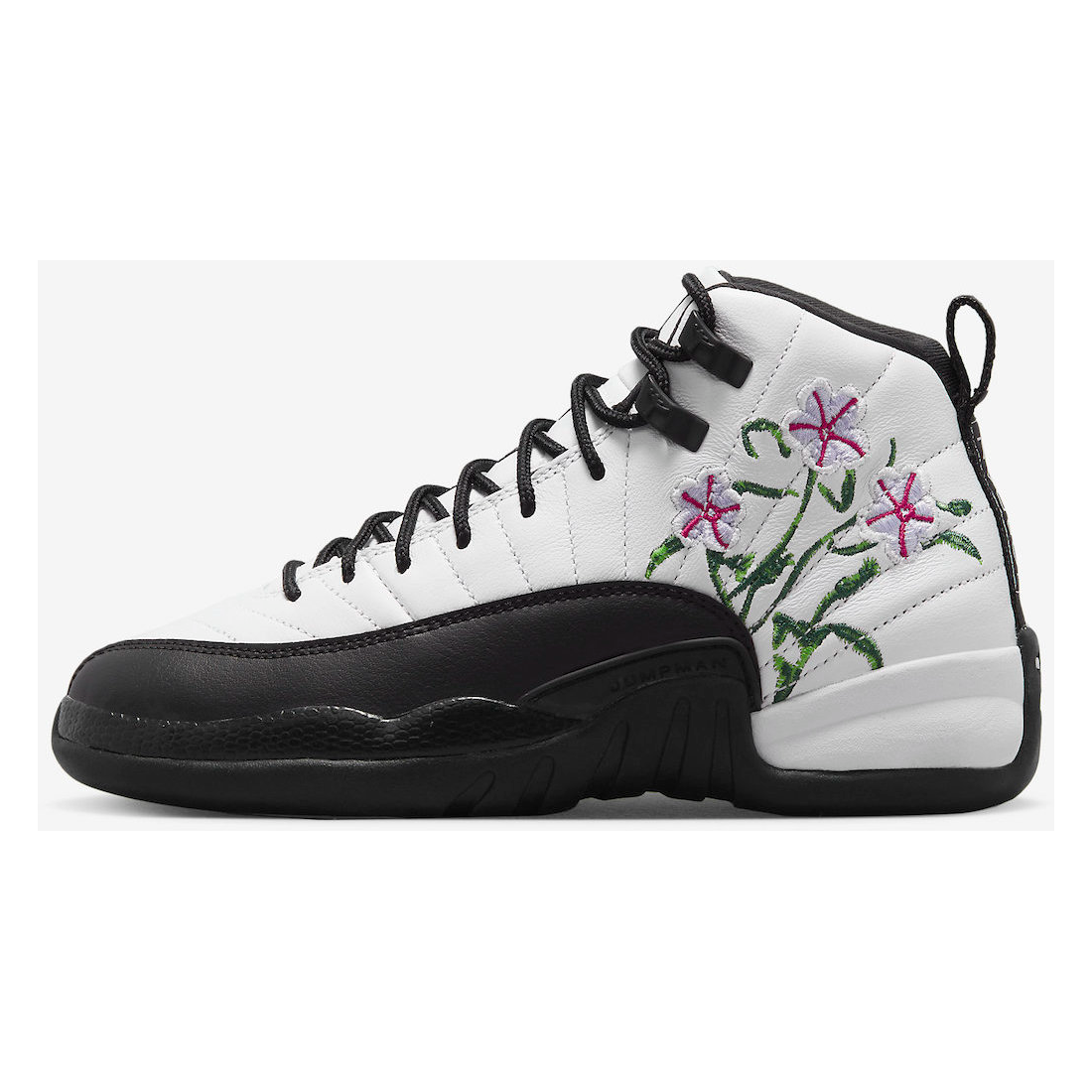 Nike Kids' Air Jordan 12 Retro GS Shoes - White / Black / Vivid Green / Lavender Mist