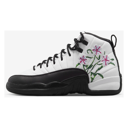 Nike Kids' Air Jordan 12 Retro GS Shoes - White / Black / Vivid Green / Lavender Mist