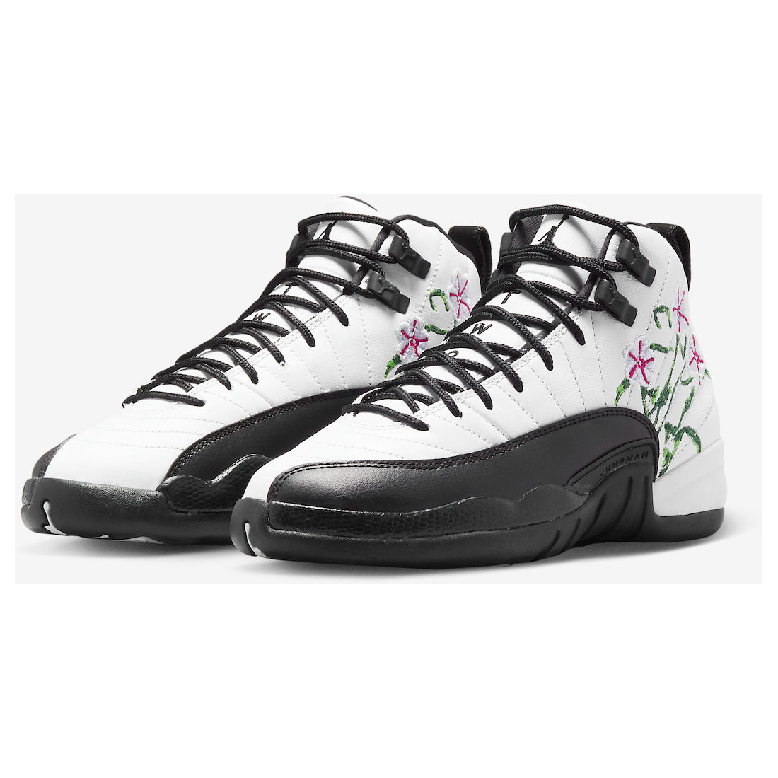Nike Kids' Air Jordan 12 Retro GS Shoes - White / Black / Vivid Green / Lavender Mist