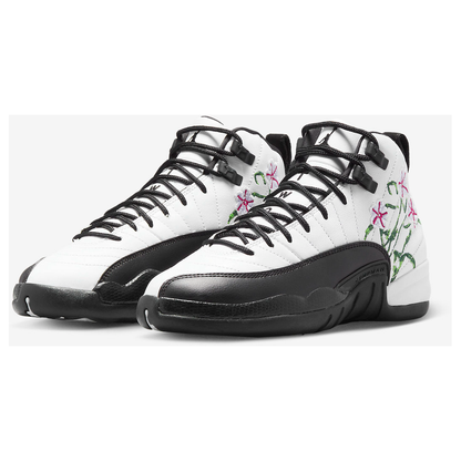 Nike Kids' Air Jordan 12 Retro GS Shoes - White / Black / Vivid Green / Lavender Mist