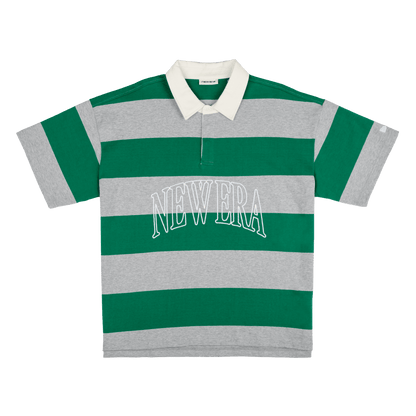 New Era Branded Embroidered Yarn Dye Kelly Green Rugby Shirt