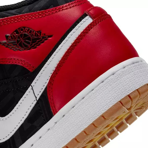 Nike Kids' Air Jordan 1 Mid SE Shoes - Fire Red / Black / Malachite Green / White
