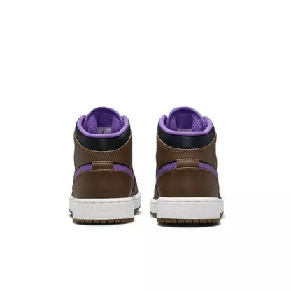 Nike Kids' Air Jordan 1 Mid Shoes - Palomino / Wild Berry / Black / White