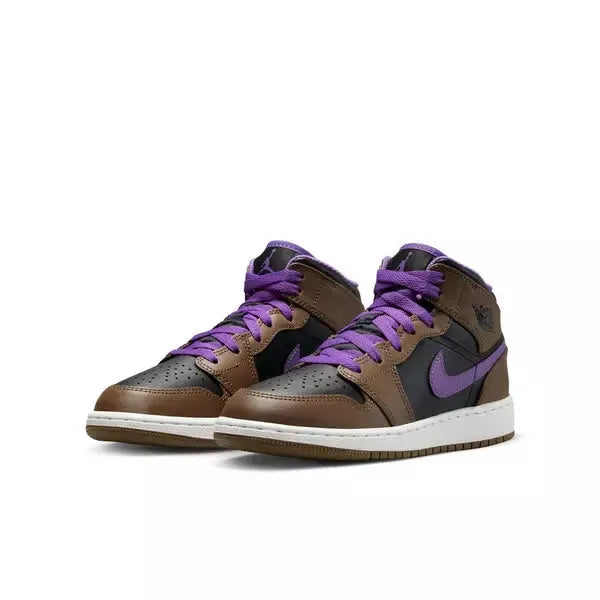 Nike Kids' Air Jordan 1 Mid Shoes - Palomino / Wild Berry / Black / White