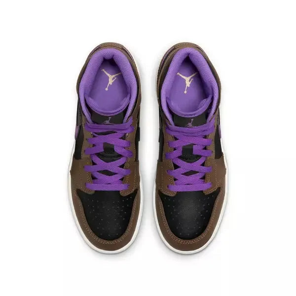 Nike Kids' Air Jordan 1 Mid Shoes - Palomino / Wild Berry / Black / White